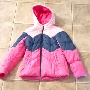 Girl's size large 14/16 London fog winter coat pink and gray